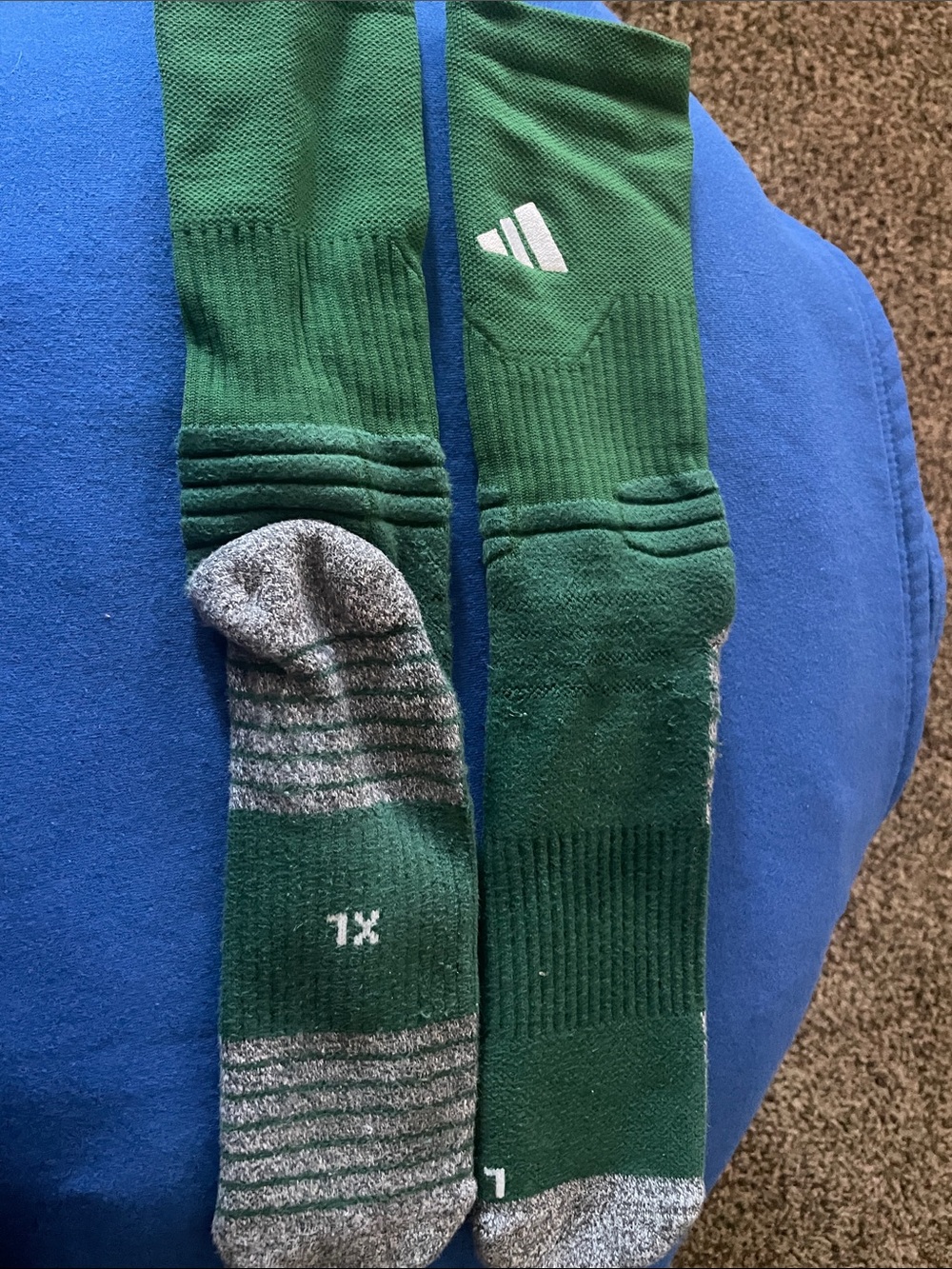 adidas Green and Gray Men's XL Athletic Crew Socks
